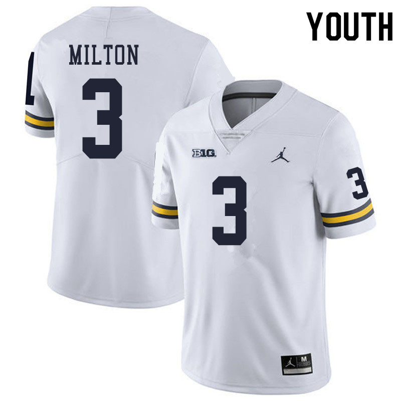 Youth #3 Joe Milton Michigan Wolverines College Football Jerseys Sale-White
